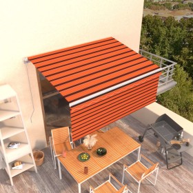 Manual retractable awning with orange and brown blinds 3x2.5 m by vidaXL, Awnings - Ref: Foro24-3069260, Price: 293,99 €, Dis...