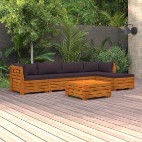 Garden furniture 6 pieces with cushions solid acacia wood by vidaXL, Garden sets - Ref: Foro24-3087311, Price: 774,99 €, Disc...