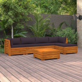 Garden furniture 6 pieces with cushions solid acacia wood by vidaXL, Garden sets - Ref: Foro24-3087326, Price: 773,15 €, Disc...