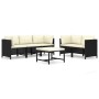 Set de muebles de jardín 6 pzas y cojines ratán sintético negro de vidaXL, Conjuntos de jardín - Ref: Foro24-3059786, Precio:...