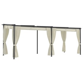 Cenador con cortinas acero color crema 3x6 m de vidaXL, Carpas y cenadores - Ref: Foro24-48054, Precio: 569,99 €, Descuento: %