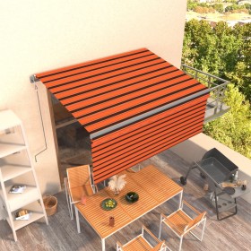 Toldo retráctil automático con persiana naranja y marrón 3x2,5m de vidaXL, Toldos - Ref: Foro24-3069390, Precio: 335,99 €, De...