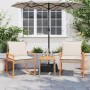 Table and chairs with cushions 3 pieces PE rattan acacia beige mix by vidaXL, Garden sets - Ref: Foro24-365861, Price: 152,94...