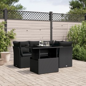 5-teiliges Gartenmöbel-Set und schwarze synthetische Rattankissen von vidaXL, Gartensets - Ref: Foro24-3266555, Preis: 389,34...