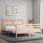 Double bed frame with solid wood headboard by vidaXL, Beds and slatted bases - Ref: Foro24-3194576, Price: 147,86 €, Discount: %