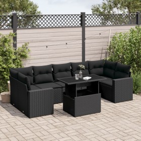 8-teiliges Gartensofa-Set und schwarze synthetische Rattankissen von vidaXL, Gartensets - Ref: Foro24-3267145, Preis: 551,23 ...