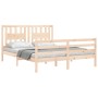 Double bed frame with solid wood headboard by vidaXL, Beds and slatted bases - Ref: Foro24-3194576, Price: 147,86 €, Discount: %