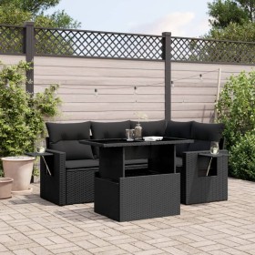 5-teiliges Gartenmöbel-Set und schwarze synthetische Rattankissen von vidaXL, Gartensets - Ref: Foro24-3267875, Preis: 416,43...