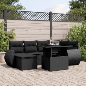 7-teiliges Gartensofa-Set mit schwarzen synthetischen Rattankissen von vidaXL, Gartensets - Ref: Foro24-3268675, Preis: 522,0...