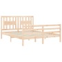 Double bed frame with solid wood headboard by vidaXL, Beds and slatted bases - Ref: Foro24-3194576, Price: 147,86 €, Discount: %