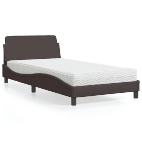 Bed with dark brown fabric mattress 100x200 cm by vidaXL, Beds and slatted bases - Ref: Foro24-3208347, Price: 246,22 €, Disc...