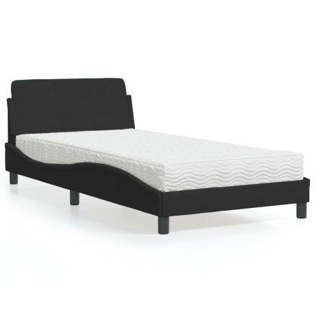 Cama con colchón terciopelo negro 100x200 cm de vidaXL, Camas y somieres - Ref: Foro24-3208353, Precio: 267,79 €, Descuento: %