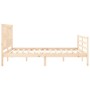 Double bed frame with solid wood headboard by vidaXL, Beds and slatted bases - Ref: Foro24-3194576, Price: 147,86 €, Discount: %