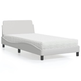 Bett mit weißer Kunstledermatratze 100x200 cm von vidaXL, Betten und Lattenroste - Ref: Foro24-3208358, Preis: 257,04 €, Raba...