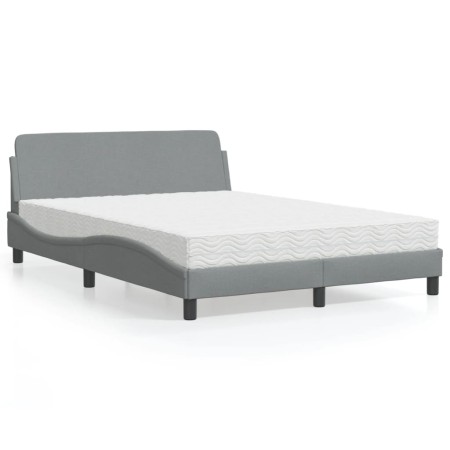 Bett mit hellgrauer Stoffmatratze 120x200 cm von vidaXL, Betten und Lattenroste - Ref: Foro24-3208364, Preis: 317,73 €, Rabat...