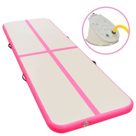 Esterilla inflable de gimnasia con bomba 400x100x10 cm PVC rosa de vidaXL, Esteras para pilates y yoga - Ref: Foro24-91915, P...