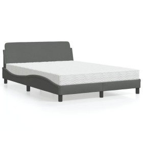 Cama con colchón tela gris oscuro 140x190 cm de vidaXL, Camas y somieres - Ref: Foro24-3208385, Precio: 315,21 €, Descuento: %