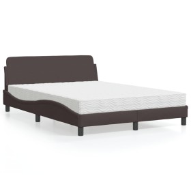 Cama con colchón tela marrón oscuro 140x190 cm de vidaXL, Camas y somieres - Ref: Foro24-3208387, Precio: 313,99 €, Descuento: %