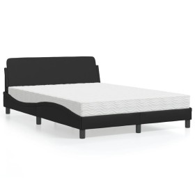 Bed with black synthetic leather mattress 140x200 cm by vidaXL, Beds and slatted bases - Ref: Foro24-3208417, Price: 367,24 €...