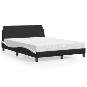 Bett mit schwarz-weißer Kunstledermatratze 140x200 cm von vidaXL, Betten und Lattenroste - Ref: Foro24-3208422, Preis: 362,99...