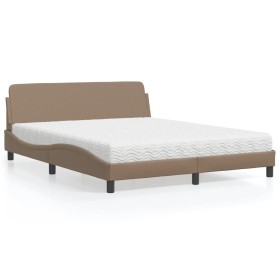 Bett mit Cappuccino-Kunstledermatratze 160x200 cm von vidaXL, Betten und Lattenroste - Ref: Foro24-3208441, Preis: 407,65 €, ...