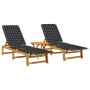 Sun loungers with table 2 units solid black acacia wood by vidaXL, Loungers - Ref: Foro24-3214216, Price: 231,99 €, Discount: %