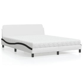 Bed with black and white synthetic leather mattress 160x200 cm by vidaXL, Beds and slatted bases - Ref: Foro24-3208443, Price...