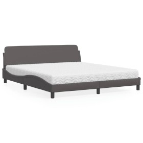 Bett mit grauer Kunstledermatratze 180x200 cm von vidaXL, Betten und Lattenroste - Ref: Foro24-3208460, Preis: 407,79 €, Raba...