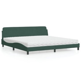 Cama con colchón terciopelo verde oscuro 200x200 cm de vidaXL, Camas y somieres - Ref: Foro24-3208474, Precio: 445,99 €, Desc...