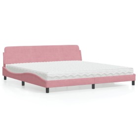 Bed with pink velvet mattress 200x200 cm by vidaXL, Beds and slatted bases - Ref: Foro24-3208476, Price: 420,99 €, Discount: %