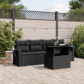 5-teiliges Gartenmöbel-Set und schwarze synthetische Rattankissen von vidaXL, Gartensets - Ref: Foro24-3267725, Preis: 376,49...