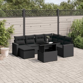 8-teiliges Gartensofa-Set und schwarze synthetische Rattankissen von vidaXL, Gartensets - Ref: Foro24-3267435, Preis: 536,33 ...