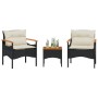 Gartensofa-Set mit Kissen, 3-teilig, schwarzes synthetisches Rattan von vidaXL, Gartensets - Ref: Foro24-368404, Preis: 191,2...