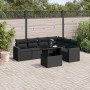 7-teiliges Gartensofa-Set mit schwarzen synthetischen Rattankissen von vidaXL, Gartensets - Ref: Foro24-3267295, Preis: 491,0...