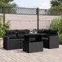 6-teiliges Gartensofa-Set und schwarze synthetische Rattankissen von vidaXL, Gartensets - Ref: Foro24-3267255, Preis: 411,85 ...