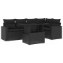 6-teiliges Gartensofa-Set und schwarze synthetische Rattankissen von vidaXL, Gartensets - Ref: Foro24-3267255, Preis: 411,85 ...