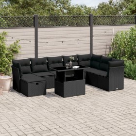 8-teiliges Gartensofa-Set und schwarze synthetische Rattankissen von vidaXL, Gartensets - Ref: Foro24-3274705, Preis: 571,99 ...