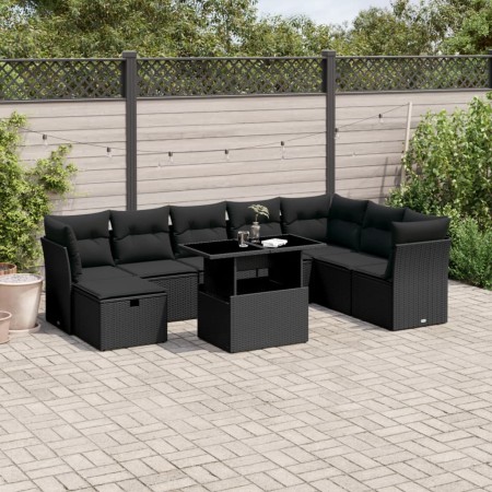 8-teiliges Gartensofa-Set und schwarze synthetische Rattankissen von vidaXL, Gartensets - Ref: Foro24-3274705, Preis: 571,65 ...