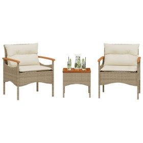 Garden sofa set with beige cushions 3 pieces PE rattan by vidaXL, Garden sets - Ref: Foro24-368406, Price: 197,01 €, Discount: %