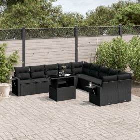 11-teiliges Gartensofa-Set und schwarze synthetische Rattankissen von vidaXL, Gartensets - Ref: Foro24-3268165, Preis: 765,24...