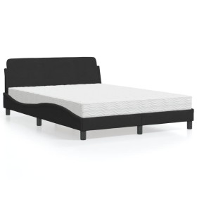 Cama con colchón terciopelo negro 140x190 cm de vidaXL, Camas y somieres - Ref: Foro24-3208393, Precio: 328,35 €, Descuento: %