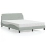 Cama con colchón terciopelo gris claro 140x190 cm de vidaXL, Camas y somieres - Ref: Foro24-3208391, Precio: 320,29 €, Descue...