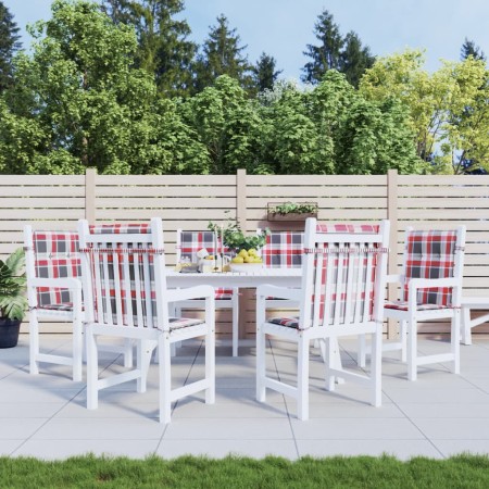 Gartenstuhlkissen niedrige Rückenlehne 6 Stück rot karierter Stoff von vidaXL, Kissen für Stühle und Sofas - Ref: Foro24-3141...