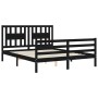 Estructura cama de matrimonio con cabecero madera maciza negro de vidaXL, Camas y somieres - Ref: Foro24-3194580, Precio: 158...