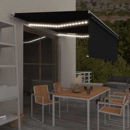 Manual retractable awning with blind and anthracite LED 4.5x3 m by vidaXL, Awnings - Ref: Foro24-3069324, Price: 425,27 €, Di...