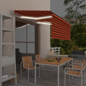 Toldo retráctil manual con persiana y LED naranja/marrón 3x2,5m de vidaXL, Toldos - Ref: Foro24-3069385, Precio: 291,99 €, De...