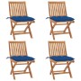 Folding garden chairs 4 pcs solid teak wood with cushions by vidaXL, Garden chairs - Ref: Foro24-3072832, Price: 368,14 €, Di...