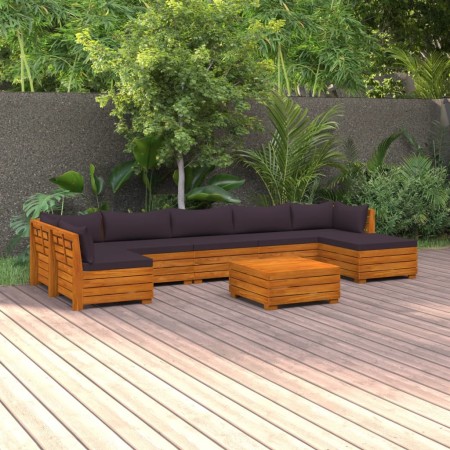 Muebles de jardín 8 piezas con cojines madera maciza de acacia de vidaXL, Conjuntos de jardín - Ref: Foro24-3087331, Precio: ...