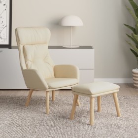 Relaxation armchair with cream fabric stool by vidaXL, Armchairs - Ref: Foro24-3097752, Price: 149,22 €, Discount: %