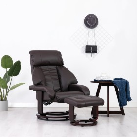 Sillón reclinable para TV con reposapiés cuero sintético marrón de vidaXL, Sillones - Ref: Foro24-248675, Precio: 228,99 €, D...